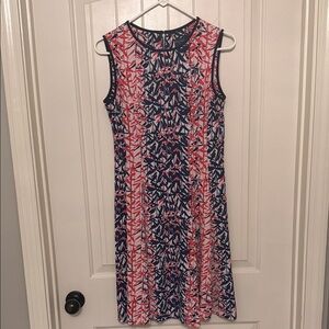 Gabby Skye Red and Navy Patterned Midi Dress